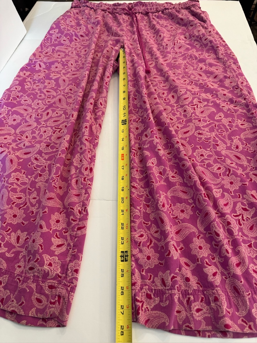 Knox Rose Pink Floral Paisley Wide-Leg Boho Pants, Cotton Blend- size XXL - Picture 7 of 9